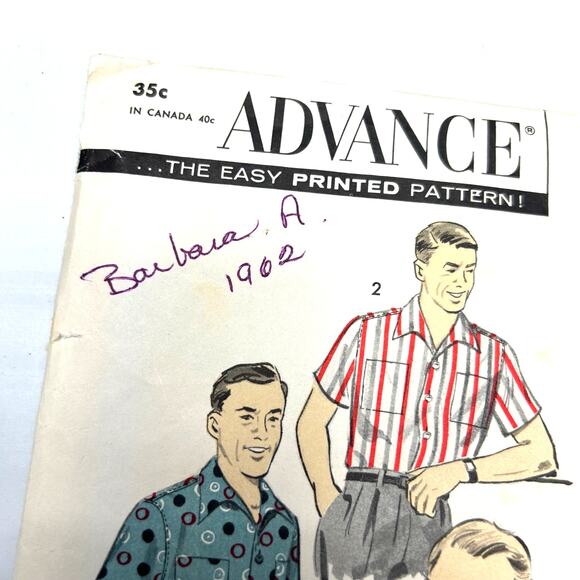 Advance Vintage 1950's Pattern #8167 Men's Sport Shirt Size Medium - Picture 2 of 6